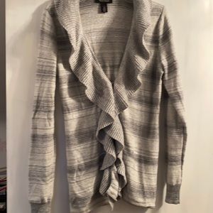 WHBM gray/cream sparkle cardigan.